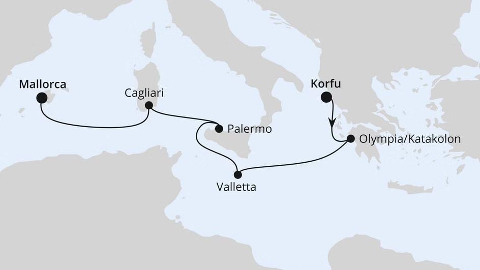 Mittelmeerinseln von Korfu nach Mallorca