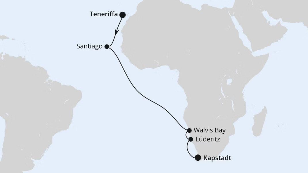 Von Teneriffa über Namibia nach Kapstadt