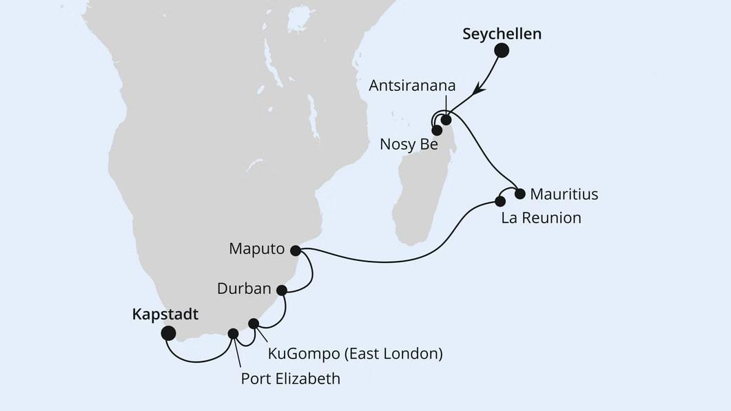 Seychellen, Mauritius & Südafrika