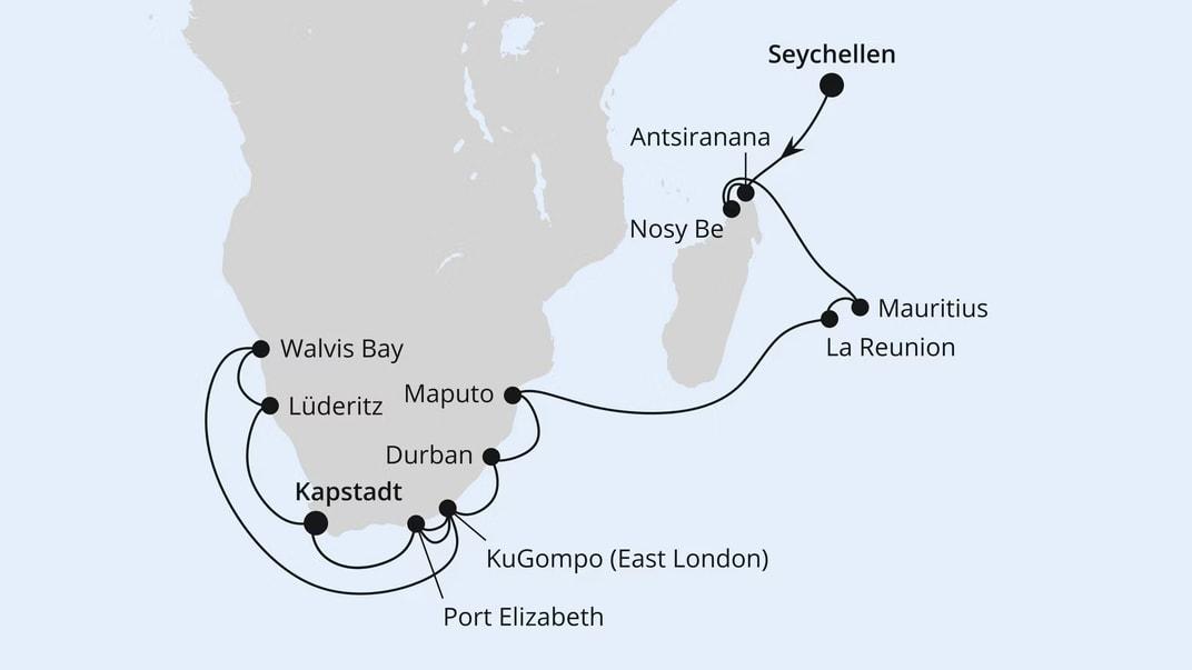Seychellen, Mauritius, Südafrika & Namibia