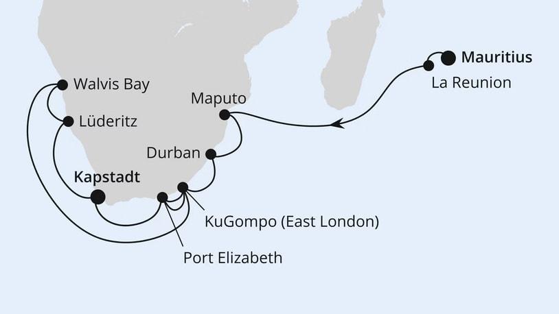 Mauritius, La Réunion, Südafrika & Namibia