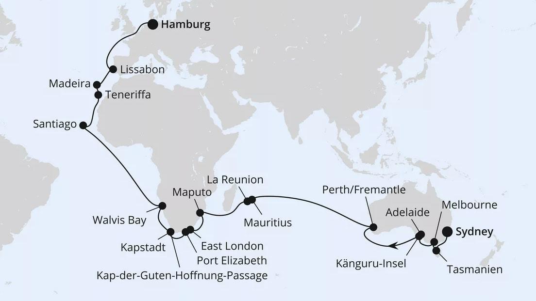 Von Sydney nach Hamburg