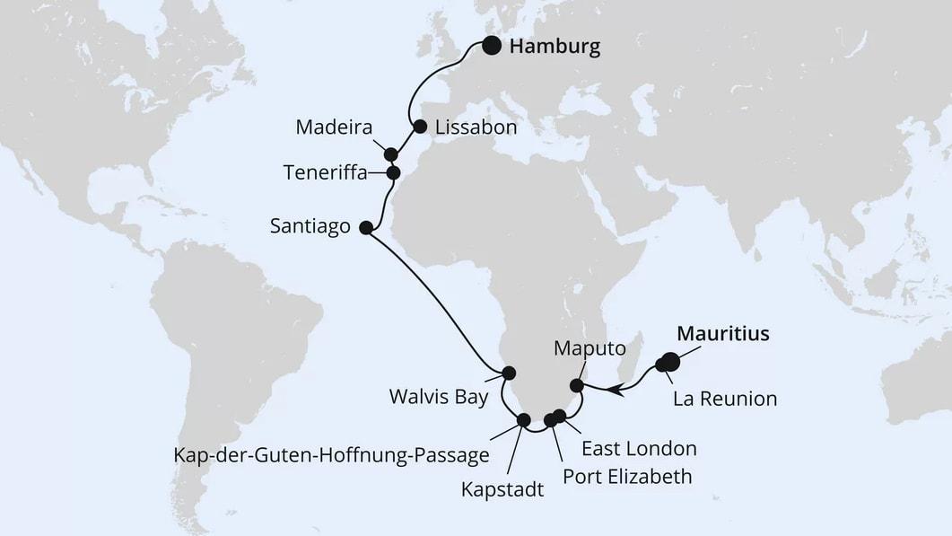 Von Mauritius nach Hamburg
