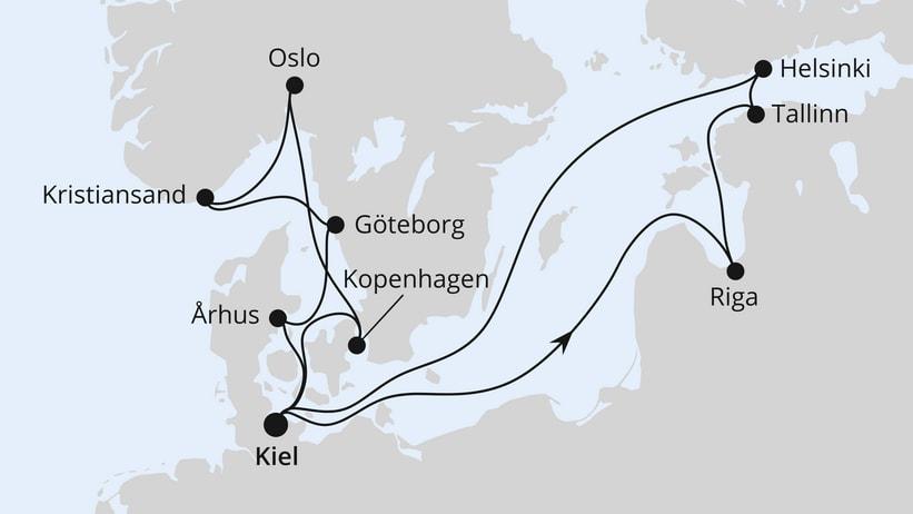 Feiertagsreise auf der Ostsee ab Kiel