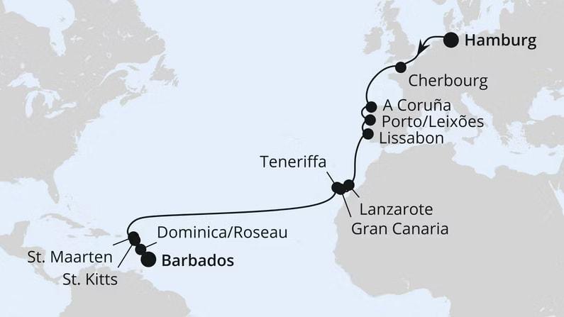 Von Hamburg über die Kanaren nach Barbados